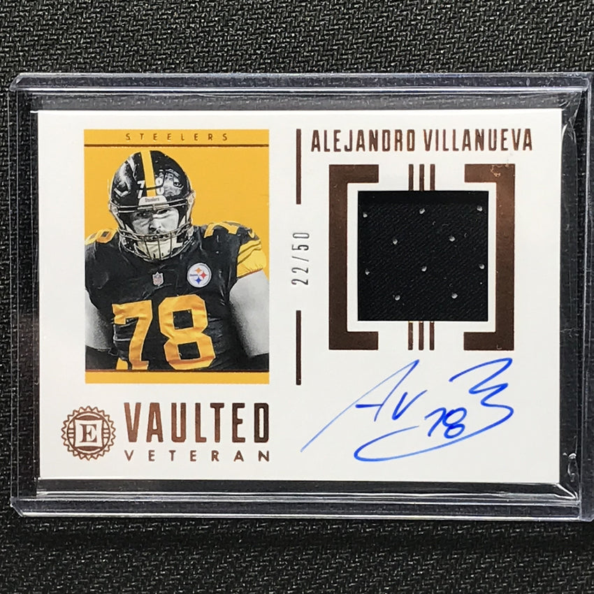 2019 Encased ALEJANDRO VILLANUEVA Vaulted Veteran Jersey Auto 22/50-Cherry Collectables