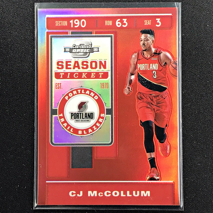 2019-20 Contenders Optic CJ McCOLLUM Season Ticket Red #40-Cherry Collectables