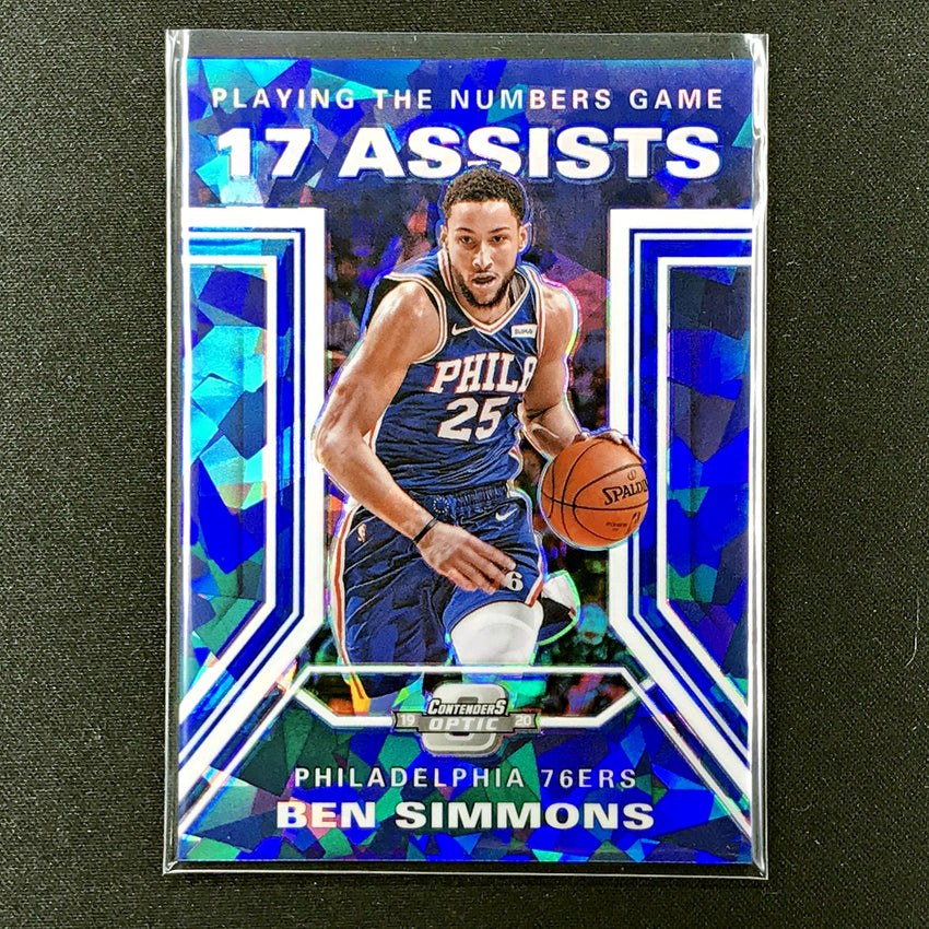 2019-20 Contenders Optic BEN SIMMONS Playing The Numbers Blue Ice #25-Cherry Collectables