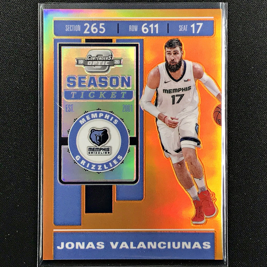 2019-20 Contenders Optic JONAS VALANCIUNAS Season Ticket Orange 7/49-Cherry Collectables