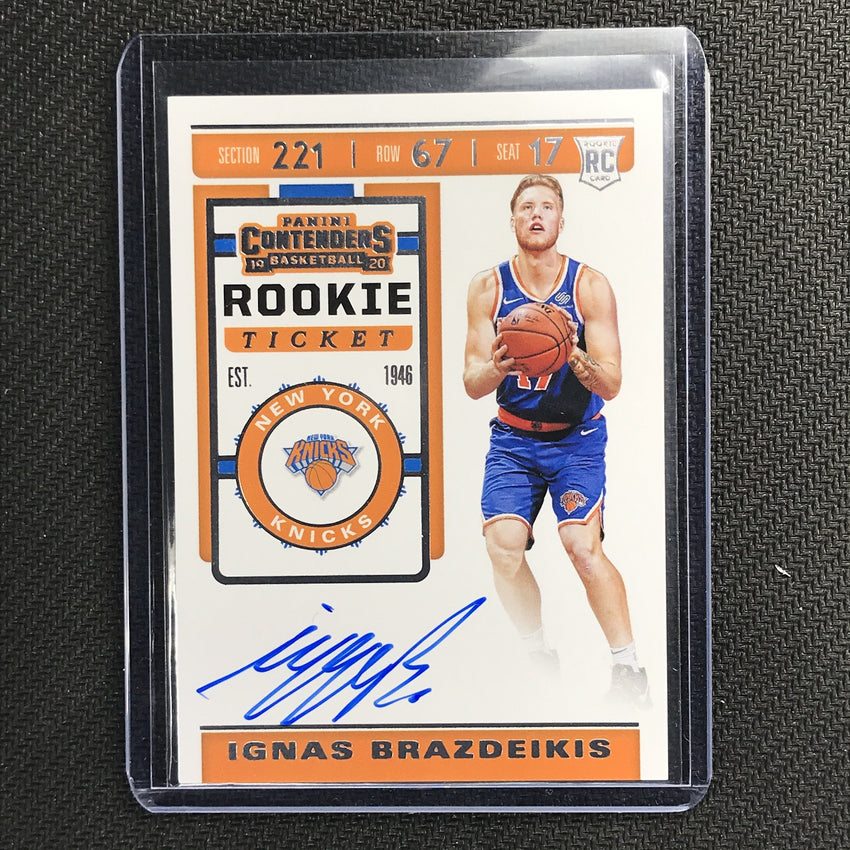 2019-20 Contenders IGNAS BRAZDEIKIS Rookie Ticket Auto #123 2-Cherry Collectables