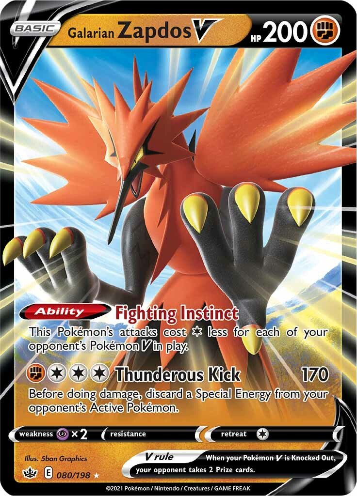 Galarian Zapdos V - 80/198 - Ultra Rare Chilling Reign