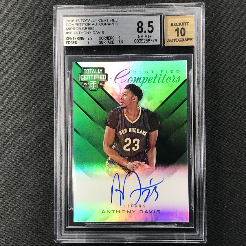2015-16 Totally Certified ANTHONY DAVIS Competitors Green Auto 1/5 BGS 8.5/10-Cherry Collectables