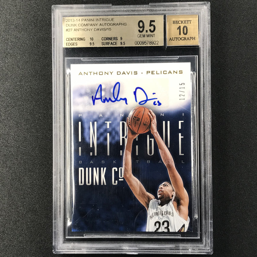 2013-14 Intrigue ANTHONY DAVIS Dunk Company Auto 12/15 BGS 9.5/10-Cherry Collectables