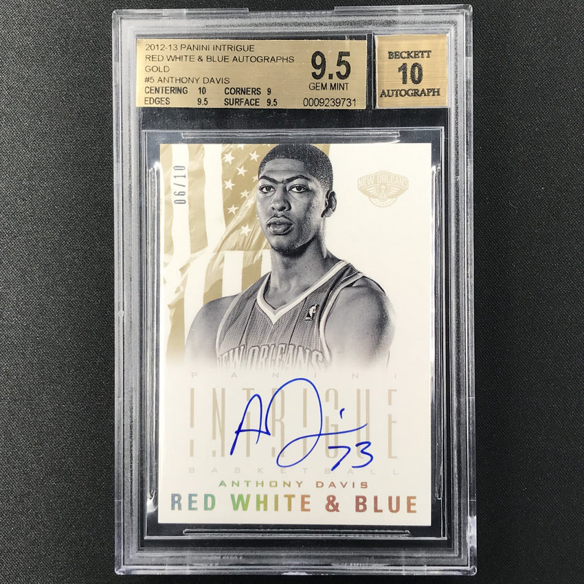 2012-13 Intrigue ANTHONY DAVIS Red White & Blue Auto Rookie 6/10 BGS 9.5/10-Cherry Collectables