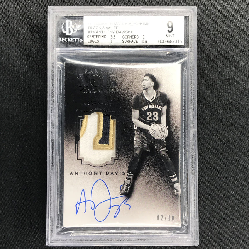 2015-16 Noir ANTHONY DAVIS Prime Patch Auto 2/10 BGS 9/10-Cherry Collectables