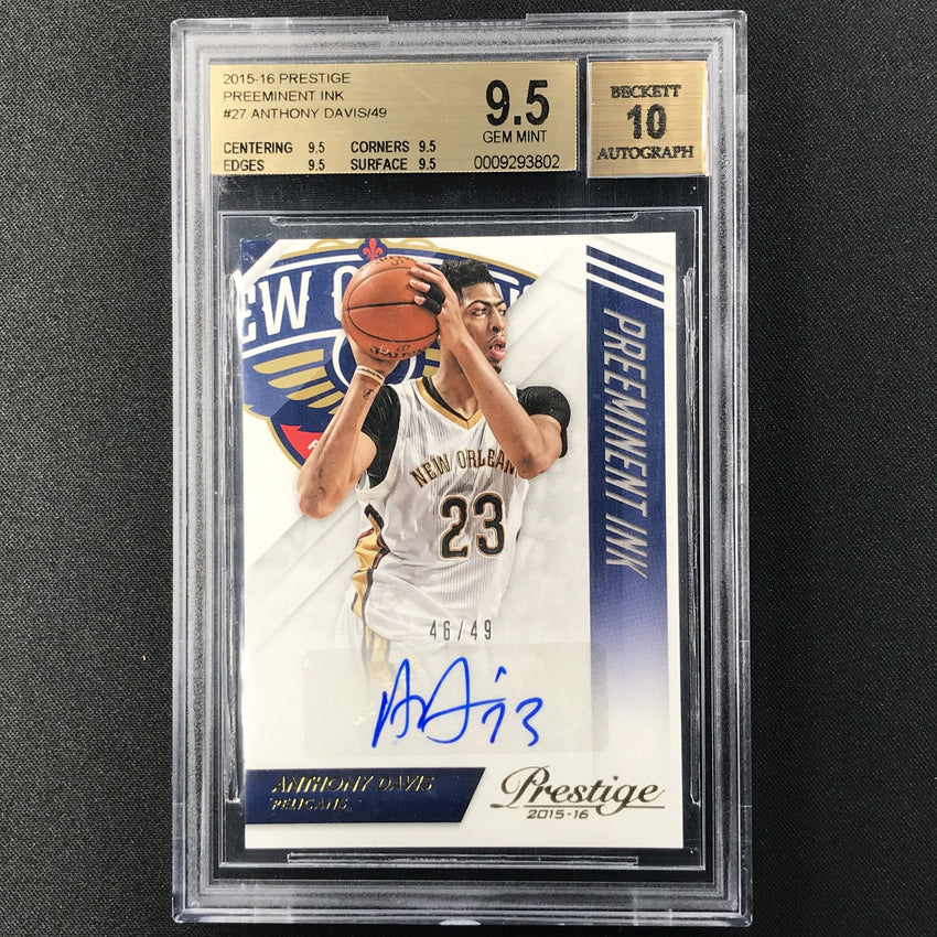 2015-16 Prestige ANTHONY DAVIS Preeminent Ink Auto 46/49 BGS 9.5/10-Cherry Collectables