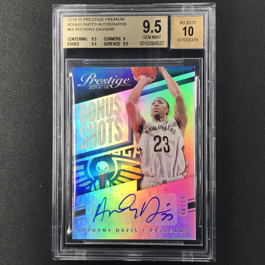 2014-15 Prestige Premium ANTHONY DAVIS Bonus Shots Auto 7/49 BGS 9.5/10-Cherry Collectables