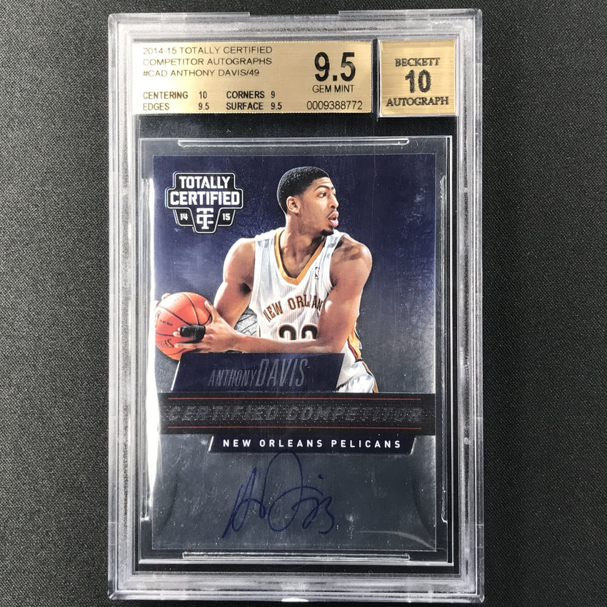2014-15 Totally Certified ANTHONY DAVIS Competitor Auto 22/49 BGS 9.5/10-Cherry Collectables