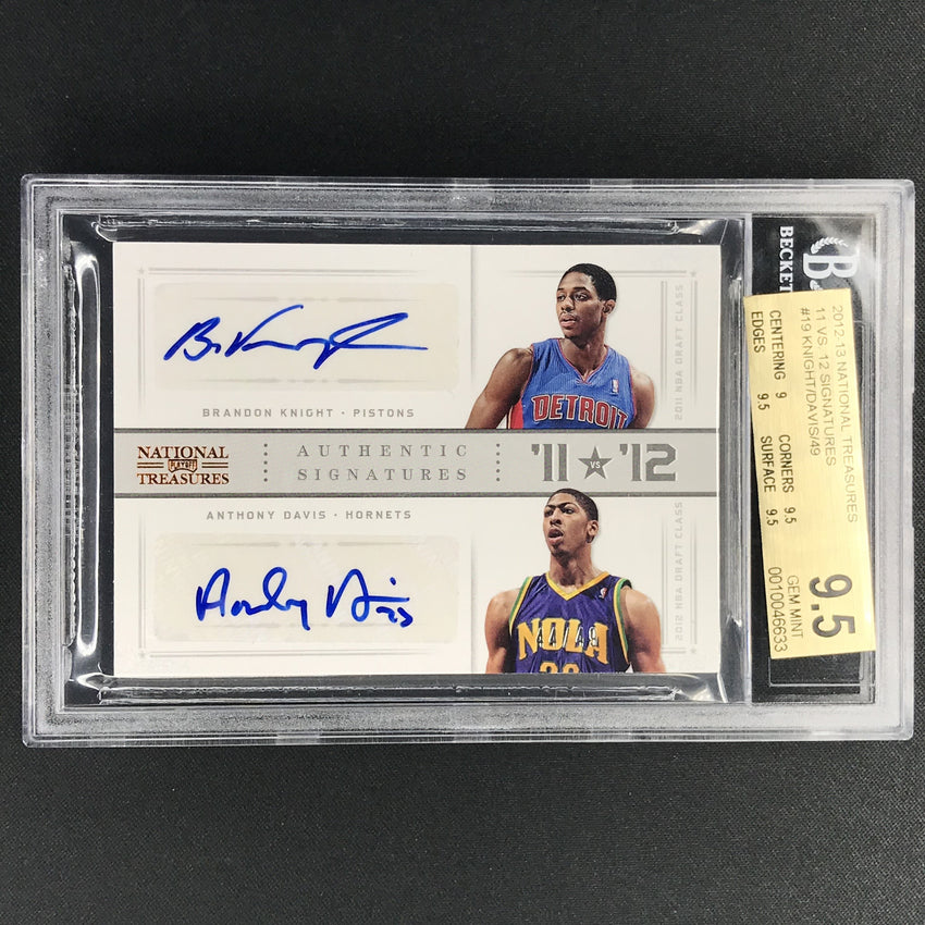 2012-13 National Treasures ANTHONY DAVIS KNIGHT Dual Auto Rookie 44/49 BGS 9.5/10-Cherry Collectables
