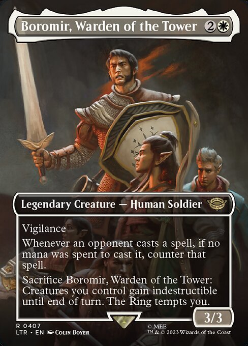 BORDERLESS Boromir, Warden of the Tower #407  - Rare Lord of the Rings: Tales of Middle-Earth