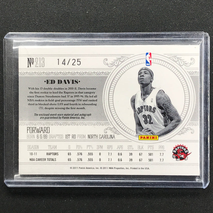 2010-11 National Treasures Ed Davis Rookie Patch Auto Gold Rc /25