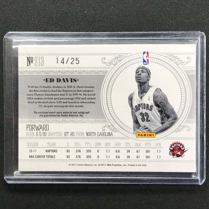 2010-11 National Treasures ED DAVIS Rookie Patch Auto Gold RC /25
