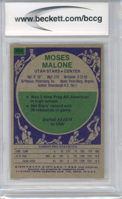 1975 Topps Moses Malone Base No 254 Bccg 8 389