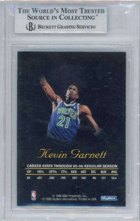 1996-97 Skybox Premium Kevin Garnett Rookie Autographics No 22 BGS Authentic 550