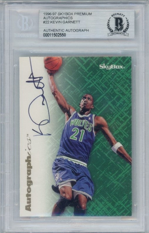 1996-97 Skybox Premium Kevin Garnett Rookie Autographics No 22 BGS Authentic 550