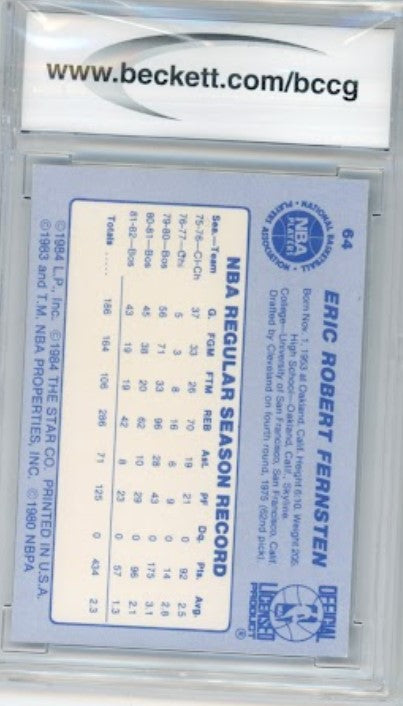 1983-84 Star Eric Fernsten Base No 64 Bccg 10 876