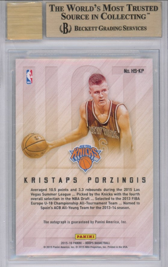 2015-16 Hoops Kristaps Porzingis Hot Signatures Rookie Auto No 65 BGS 9.5/10 540