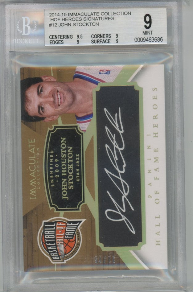 2014-15 Immaculate John Stockton Hall Of Fame Heroes Auto 21/75 BGS 9/10