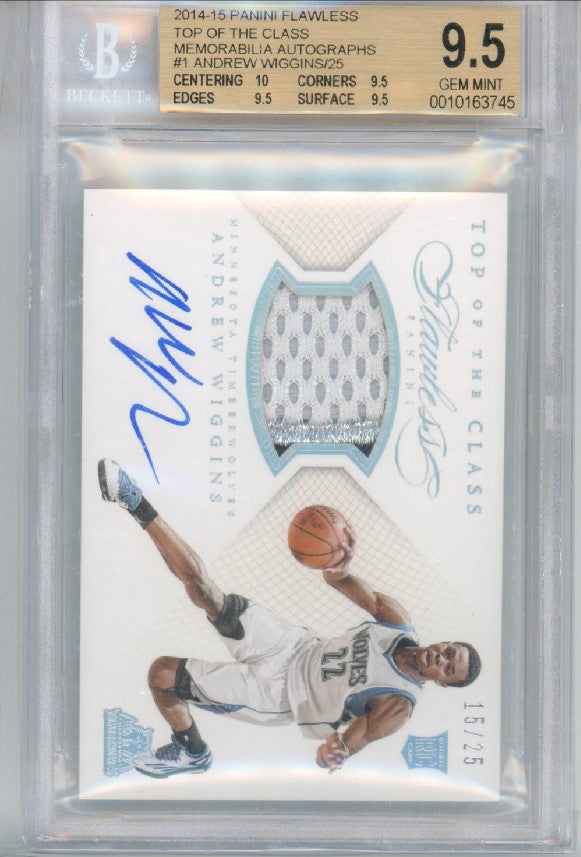 2014-15 Flawless Andrew Wiggins Rookie Patch Auto Top Class 15/25 BGS 9.5/10