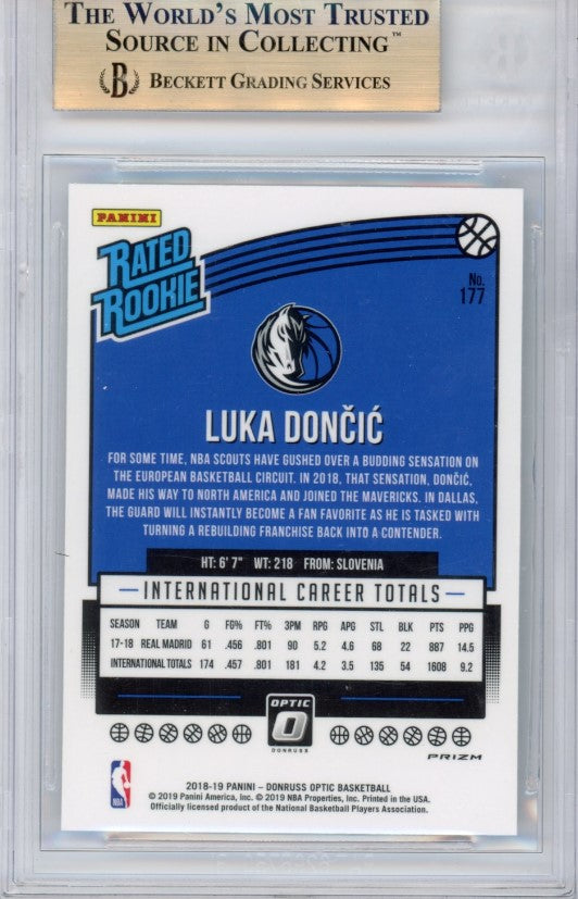 2018-19 Donruss Optic Luka Doncic Holo Silver Rookie Prizm No 177 BGS 9.5 656