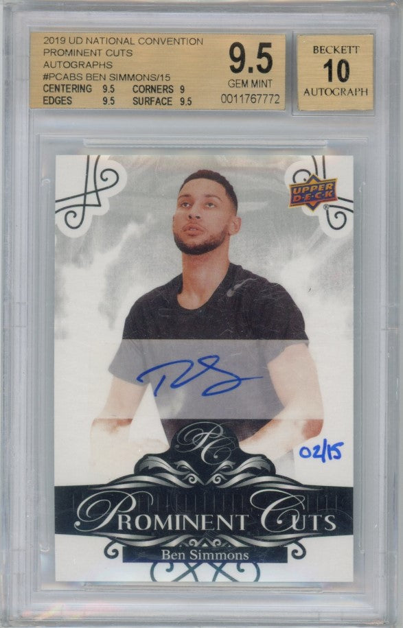 2019-20 Upper Deck Ben Simmons National Prominent Cuts Auto 2/15 BGS 9.5/10