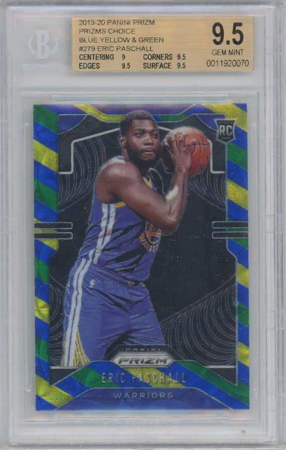 2019-20 Prizm Eric Paschall Blue Yellow Green Rookie No 279 BGS 9.5 070