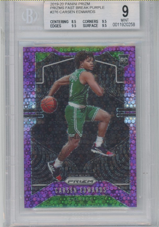 2019-20 Prizm Carsen Edwards Purple Prizm Rookie 21/75 BGS 9