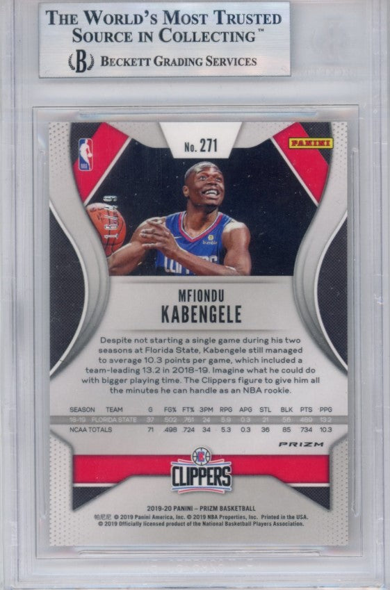 2019-20 Prizm Mfiondu Kabengele Prizms Orange Rookie 16/49 Bgs 8.5