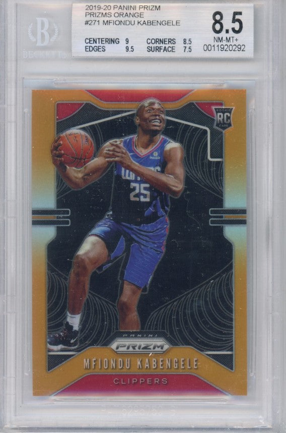 2019-20 Prizm Mfiondu Kabengele Prizms Orange Rookie 16/49 Bgs 8.5