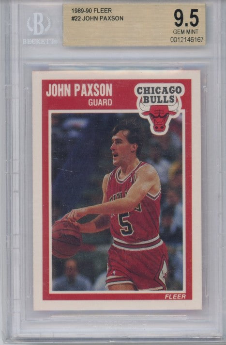 1989-90 Fleer John Paxson Base No 22 Bgs 9.5 167