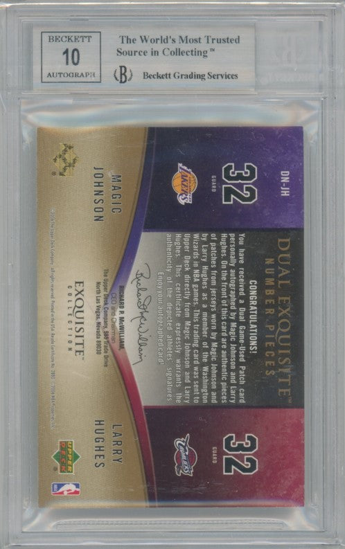 2005-06 Exquisite Magic Johnson Larry Hughes Numbers Dual 4/32 BGS 8.5/10