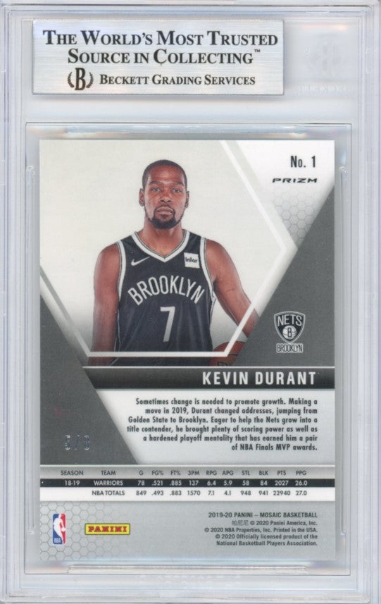 2019-20 Mosaic Kevin Durant Mosaic Gold Snakeskin 5/8 BGS 9