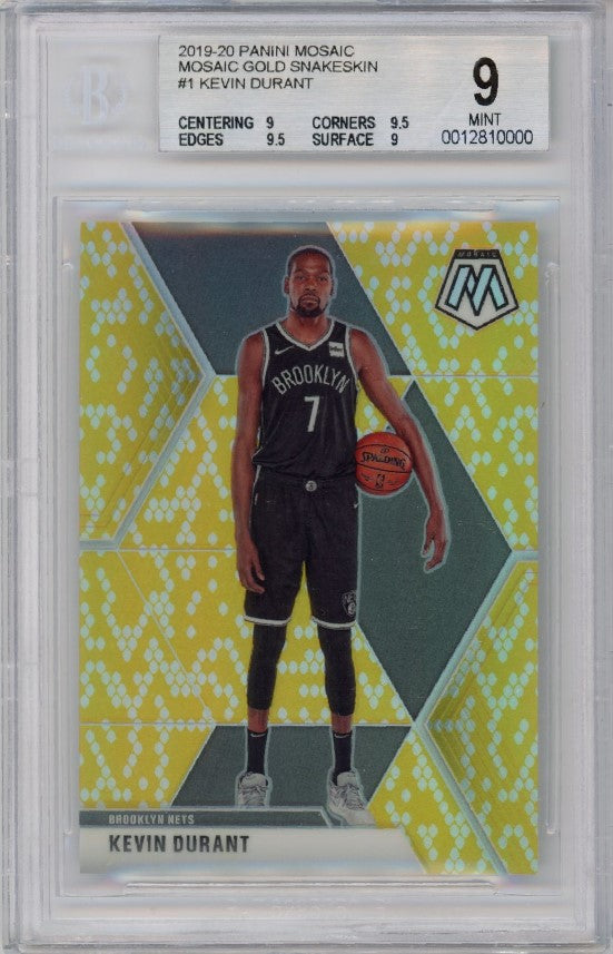 2019-20 Mosaic Kevin Durant Mosaic Gold Snakeskin 5/8 BGS 9