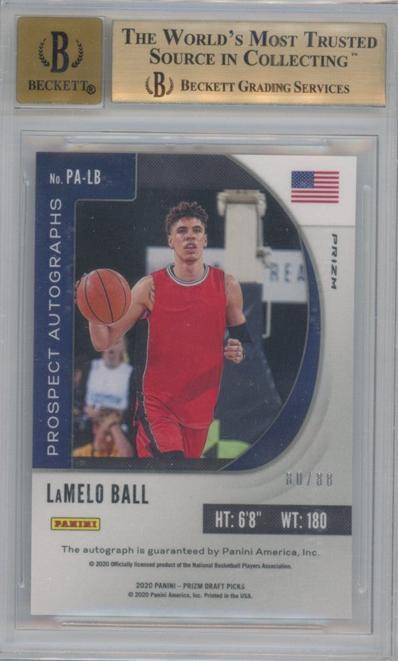 2020-21 Prizm Draft Picks Lamelo Ball Prospect Choice Red Auto 80/88 Bgs 9.5/10