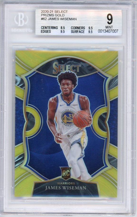 2020-21 Select James Wiseman Gold Prizm Rookie 2/10 BGS 9