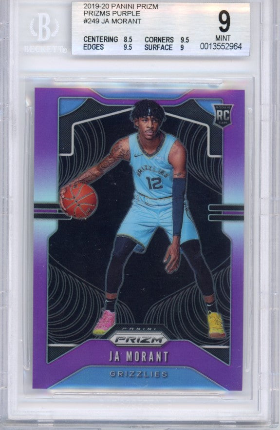 2019-20 Prizm Ja Morant Prizms Purple Rookie 50/75 BGS 9