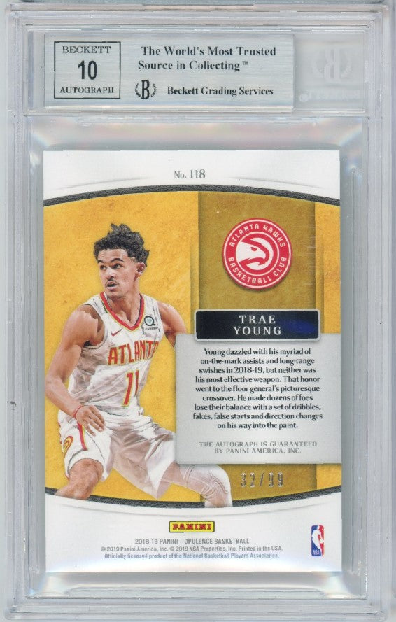 2018-19 Opulence Trae Young Rookie Auto 32/99 Bgs 8.5/10