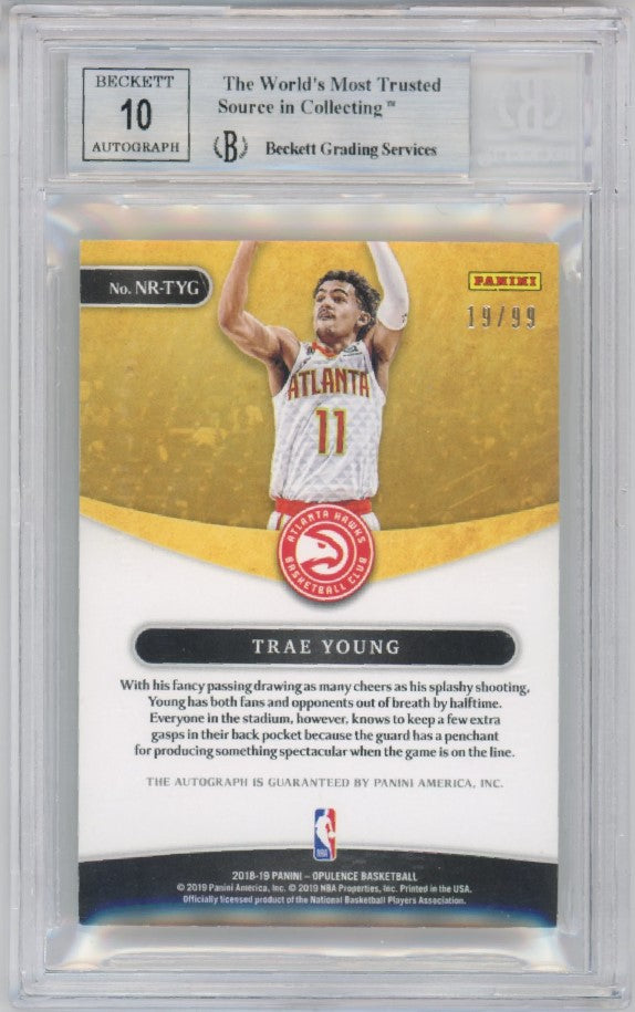 2018-19 Opulence Trae Young Nouveau Riche Rookie Auto 19/99 BGS 8.5/10