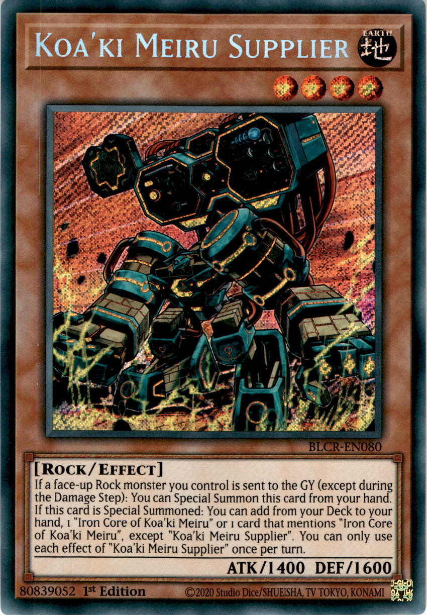 Koa'ki Meiru Supplier - BLCR-EN080 - Secret Rare 1st Edition