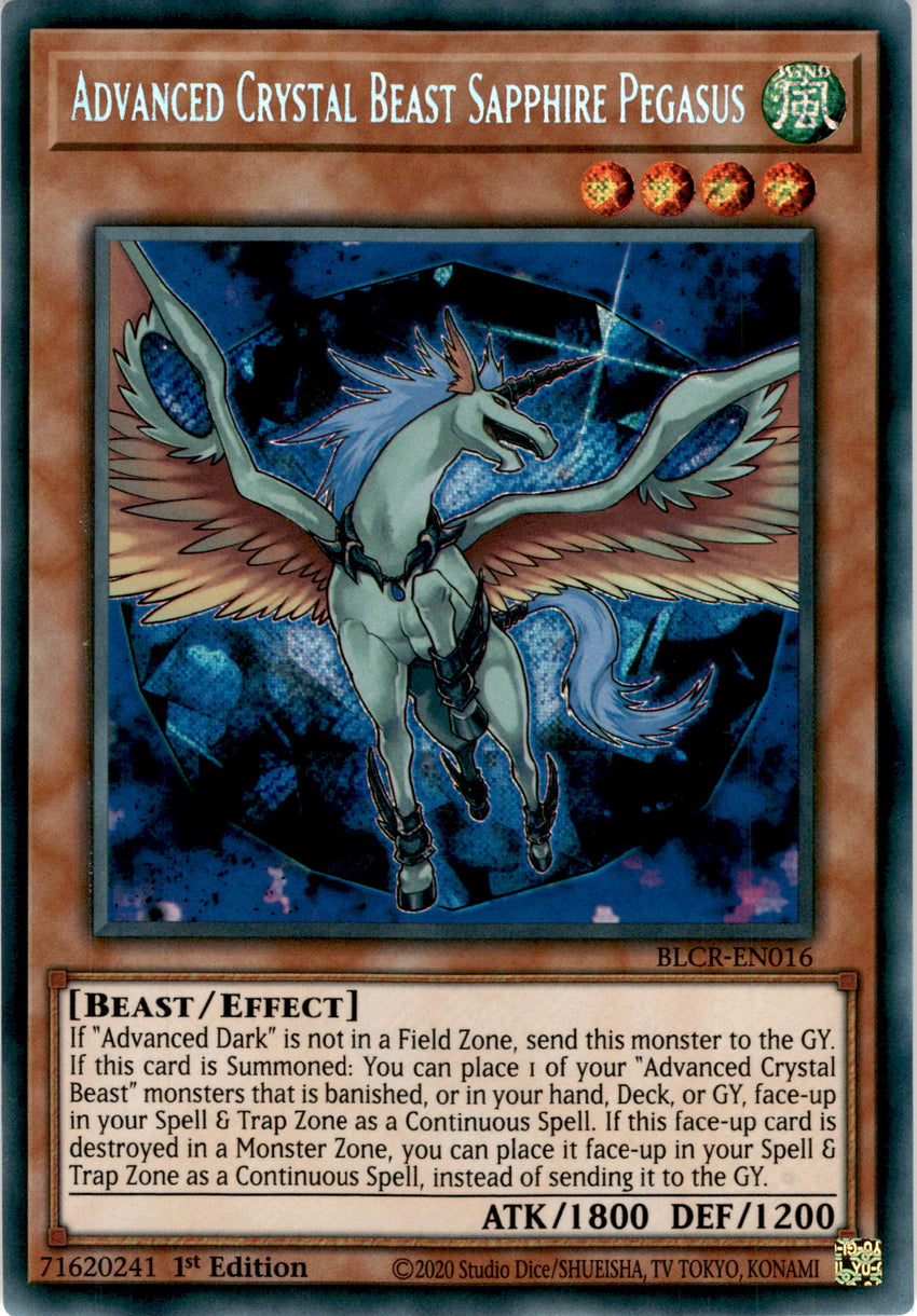 Advanced Crystal Beast Sapphire Pegasus - BLCR-EN016 - Secret Rare 1st Edition