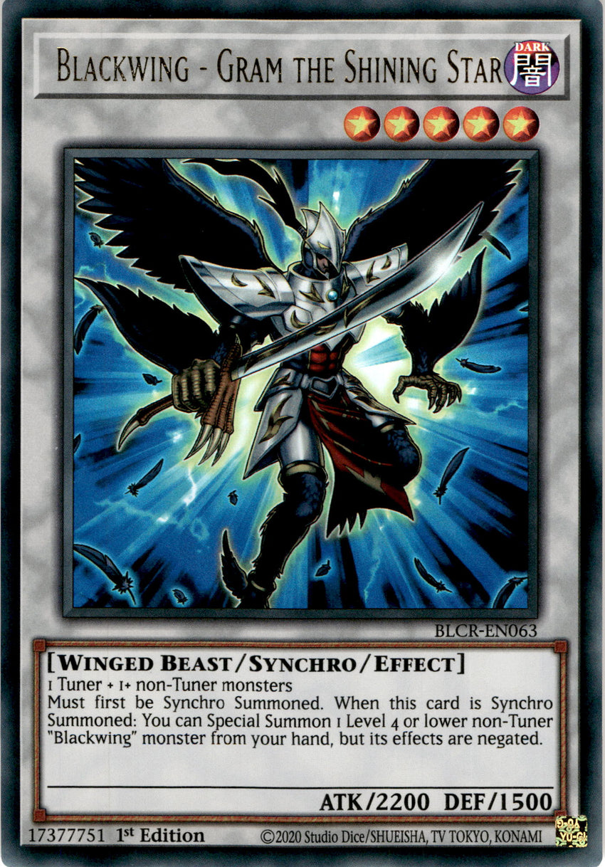 Blackwing - Gram the Shining Star - BLCR-EN063 - Ultra Rare 1st Edition
