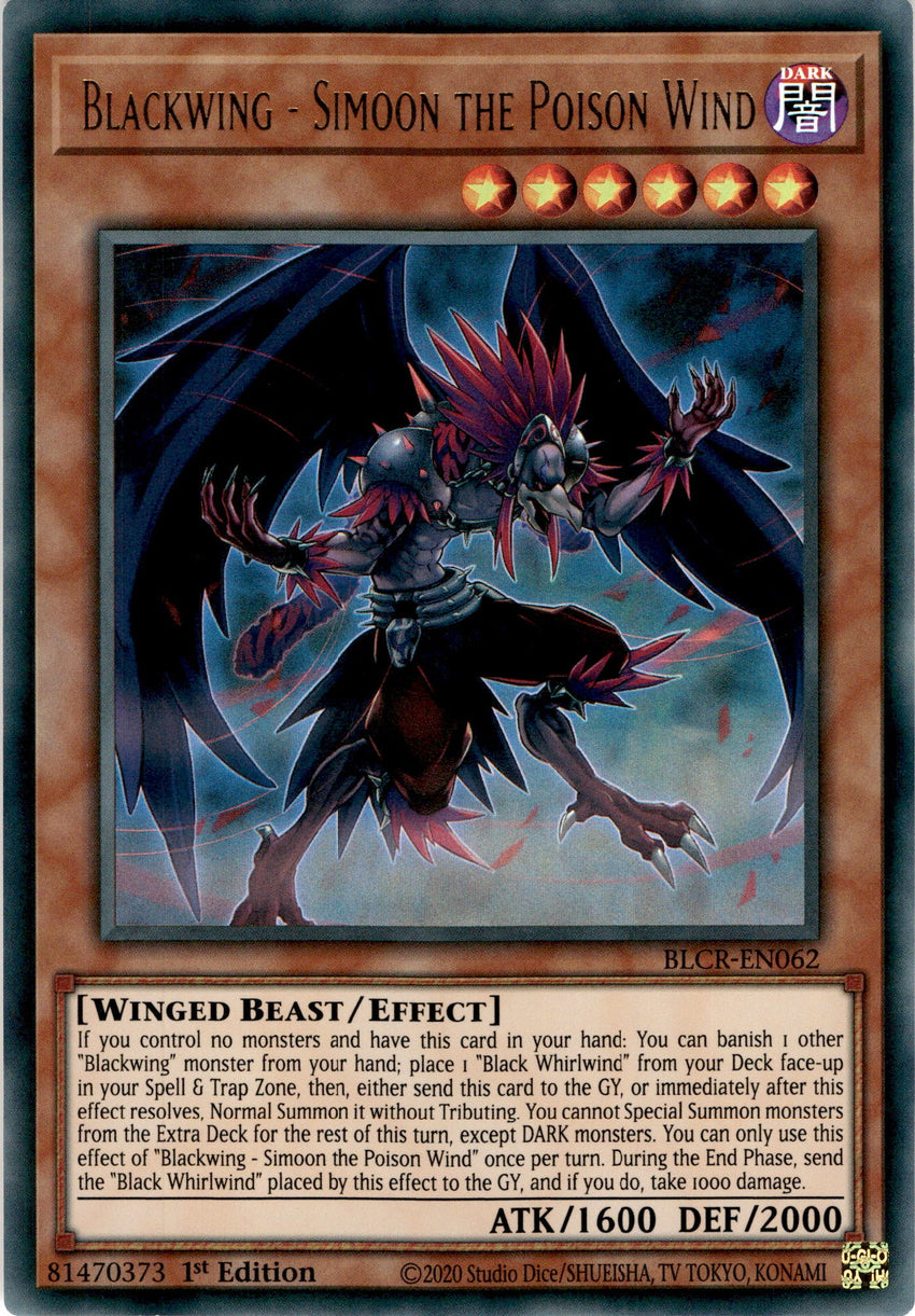 Blackwing - Simoon the Poison Wind - BLCR-EN062 - Ultra Rare 1st Edition