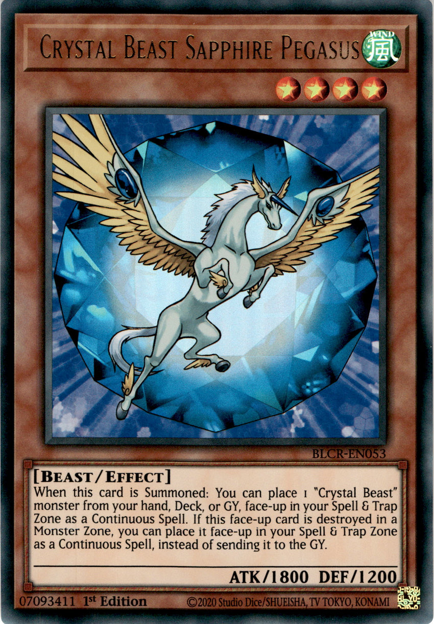 Crystal Beast Sapphire Pegasus - BLCR-EN053 - Ultra Rare 1st Edition