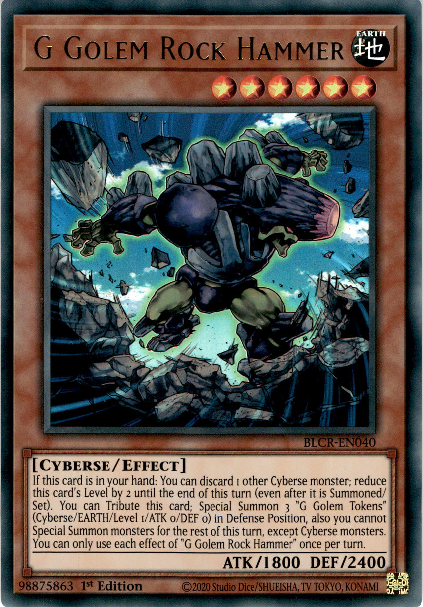 G Golem Rock Hammer - BLCR-EN040 - Ultra Rare 1st Edition