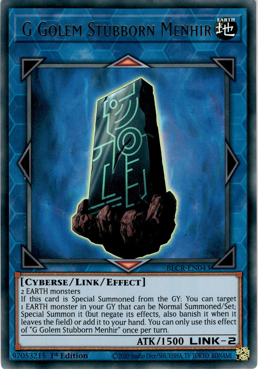 G Golem Stubborn Menhir - BLCR-EN043 - Ultra Rare 1st Edition