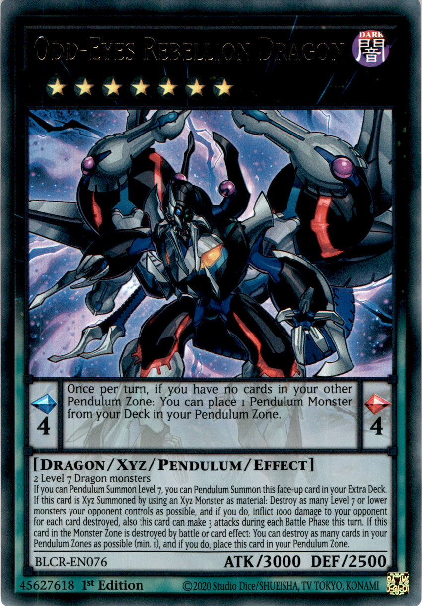 Odd-eyes Rebellion Dragon - Blcr-en076 - Ultra Rare 1st Edition Cherry Collectables Odd-eyes Rebellion Dragon - Blcr-en076 - Ultra Rare 1st Edition Cherry Collectables