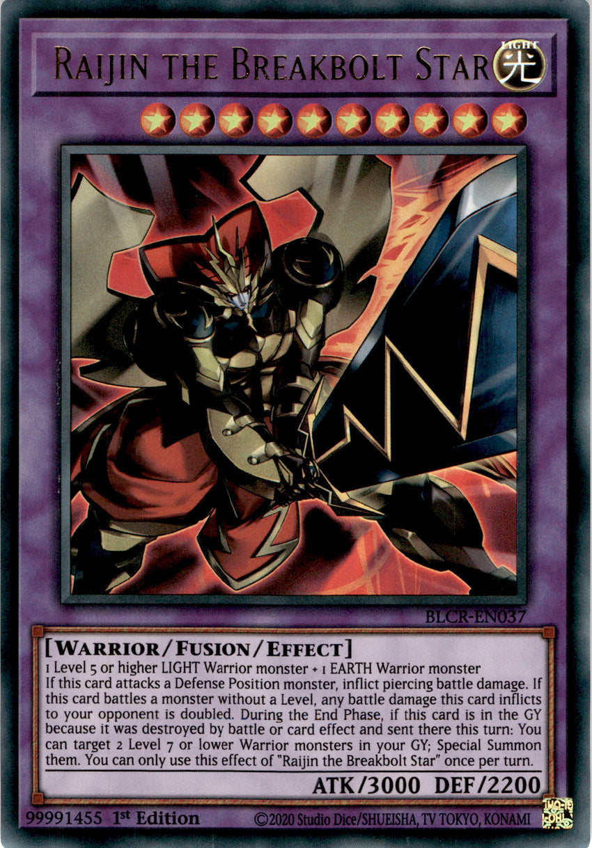 Raijin the Breakbolt Star - BLCR-EN037 - Ultra Rare 1st Edition