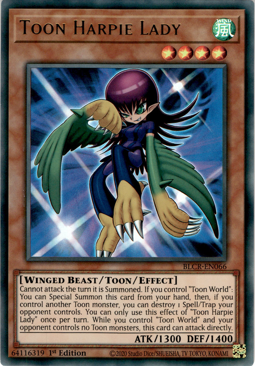 Toon Harpie Lady - BLCR-EN066 - Ultra Rare 1st Edition