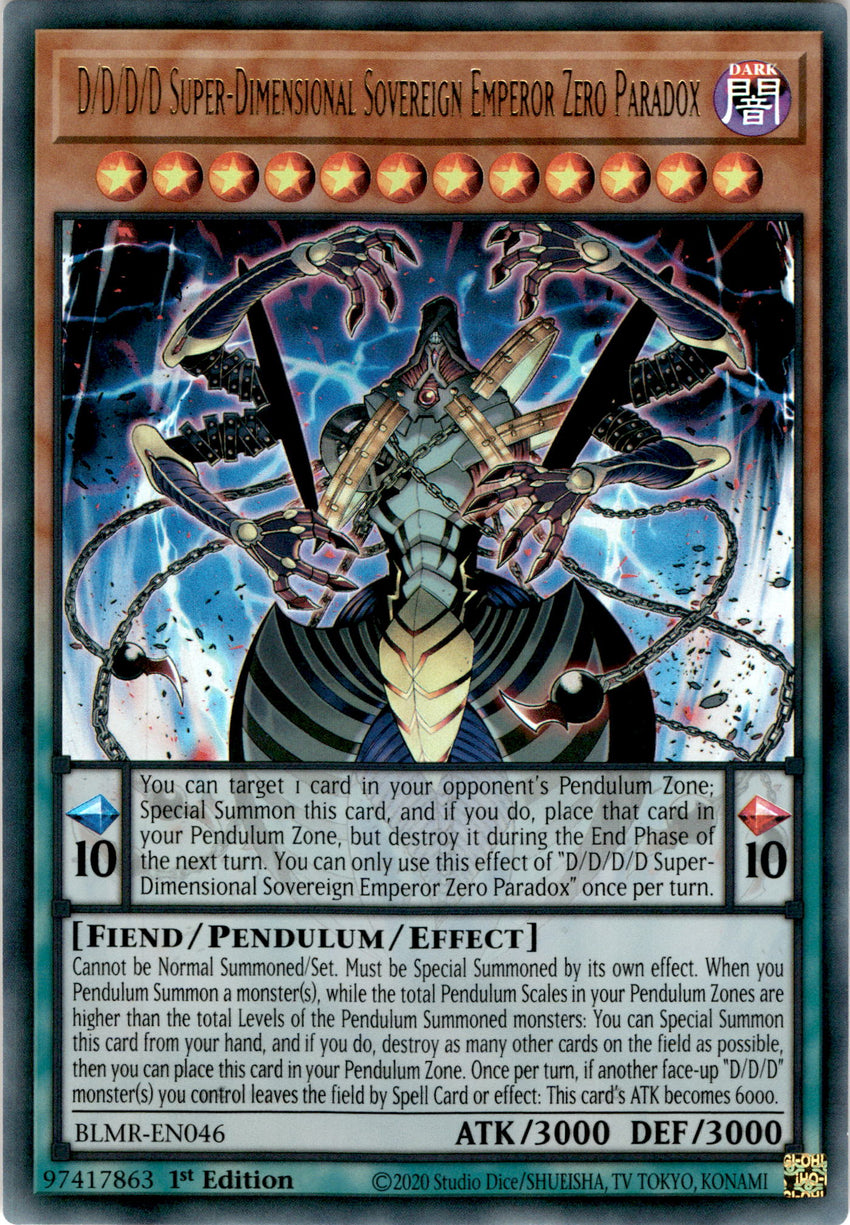 D/D/D/D Super-Dimensional Sovereign Emperor Zero Paradox - BLMR-EN046 - Ultra Rare 1st Edition